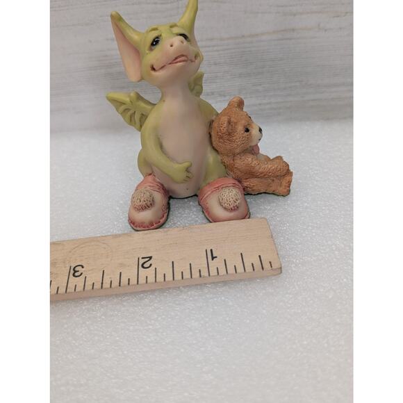 Vintage Real Musgrave Drowsy Dragon Figurine 1989 Teddy Bear Pink Slippers - Picture 10 of 11